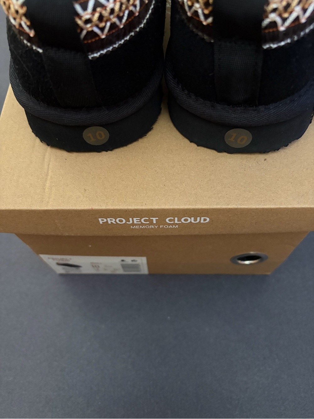 Project Cloud Cozy Black Suede Shearling Lined Slippers - Picture 2 of 4